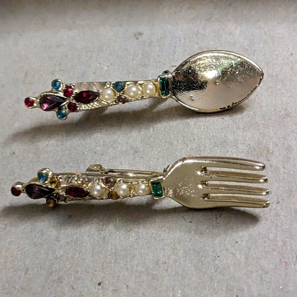 Spoon & fork brooch vintage - Picture 4 of 4